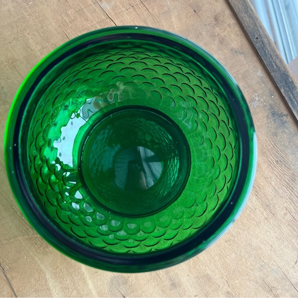 Vintage Emerald Green Glass Bowl by E. O. Brody Vase with Fish Scale Pattern - Picture 3 of 3